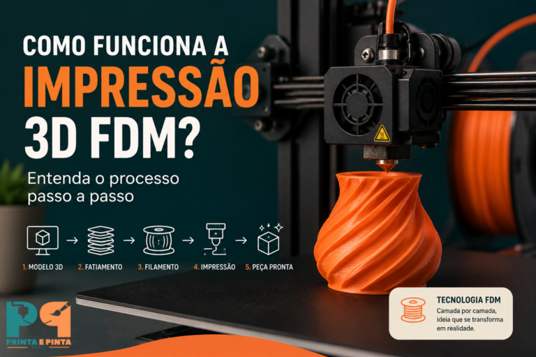 Como funciona a impressão 3d fdm fabricando uma peça camada por camada durante o processo de impressão 3D.