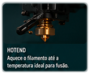 Conjunto hotend responsável pelo aquecimento do filamento plástico