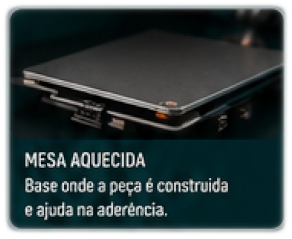 Mesa aquecida onde o objeto é construído camada por camada