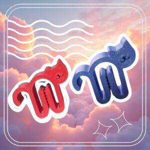Kit com 6 prendedores de embalagens em formato de gatinho produzidos em impressão 3D