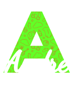Letreiro com a letra A, nome André e textura infantil