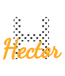 Letra H texturizada e nome Hector em laranja