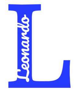Letreiro 3D com letra L azul e nome Leonardo na posição vertical
